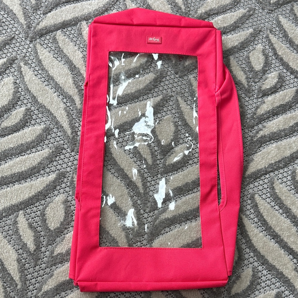 Thirty-One coral large utility tote clear panel lid Clear Panel